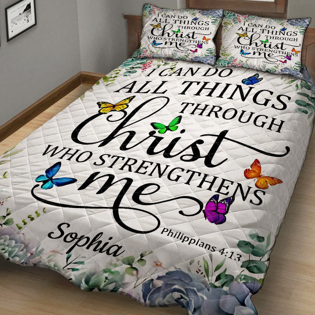 Ich kann alles schaffen – Personalisiertes christliches Quilt-Set