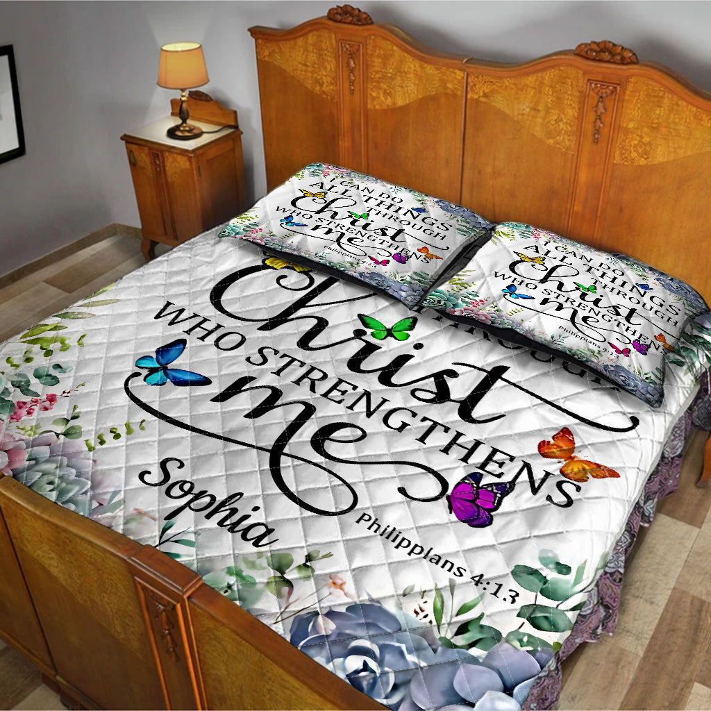 Ich kann alles schaffen – Personalisiertes christliches Quilt-Set
