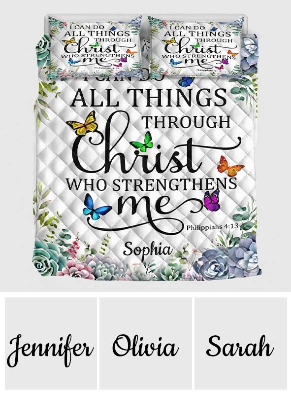 Ich kann alles schaffen – Personalisiertes christliches Quilt-Set