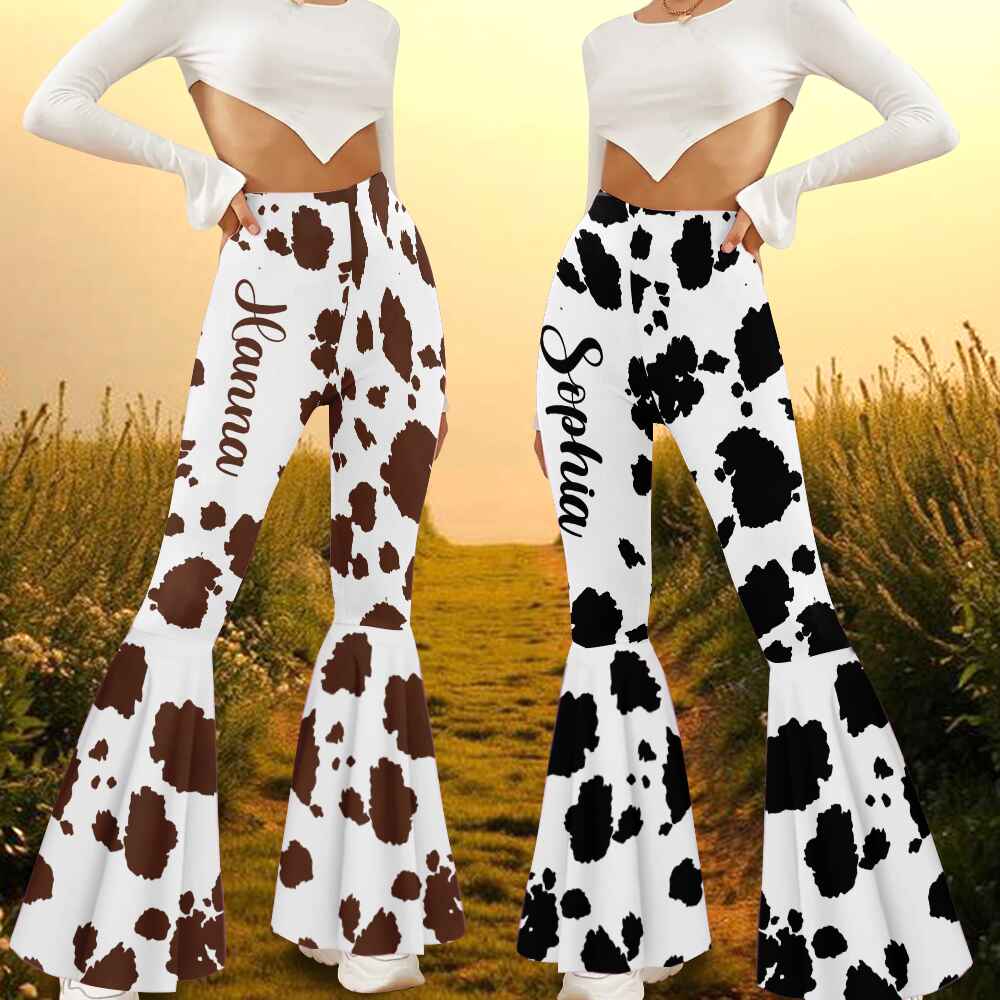 J'adore les leggings évasés personnalisés pour vaches Highland.