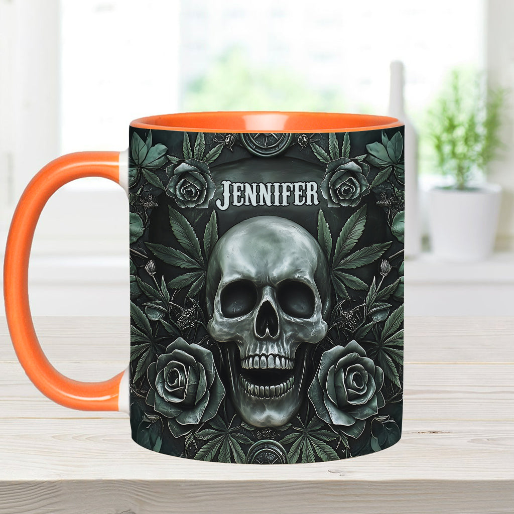 Totenkopf-Cannabisblatt - Personalisierter Becher mit Cannabis-Akzent