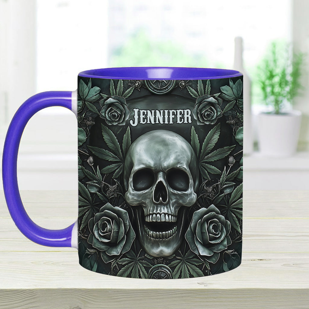 Totenkopf-Cannabisblatt - Personalisierter Becher mit Cannabis-Akzent