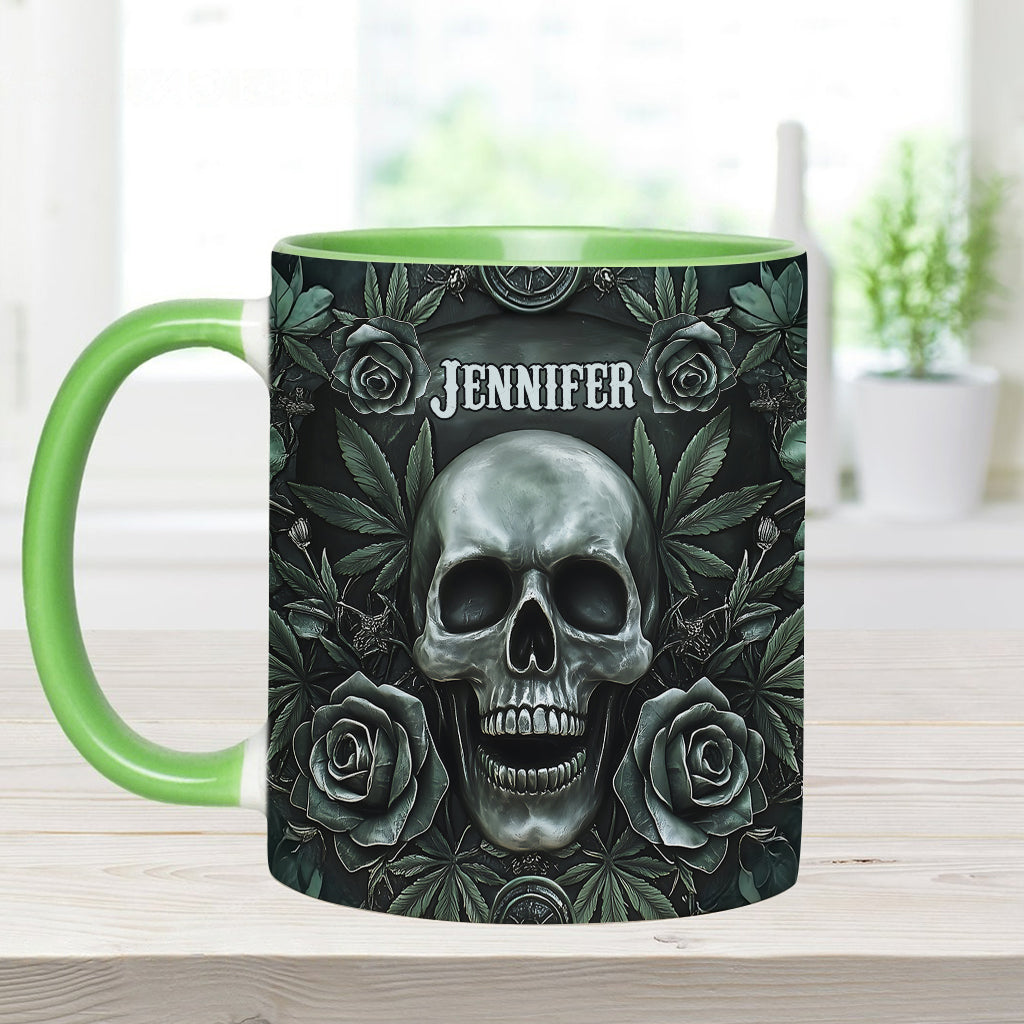 Totenkopf-Cannabisblatt - Personalisierter Becher mit Cannabis-Akzent