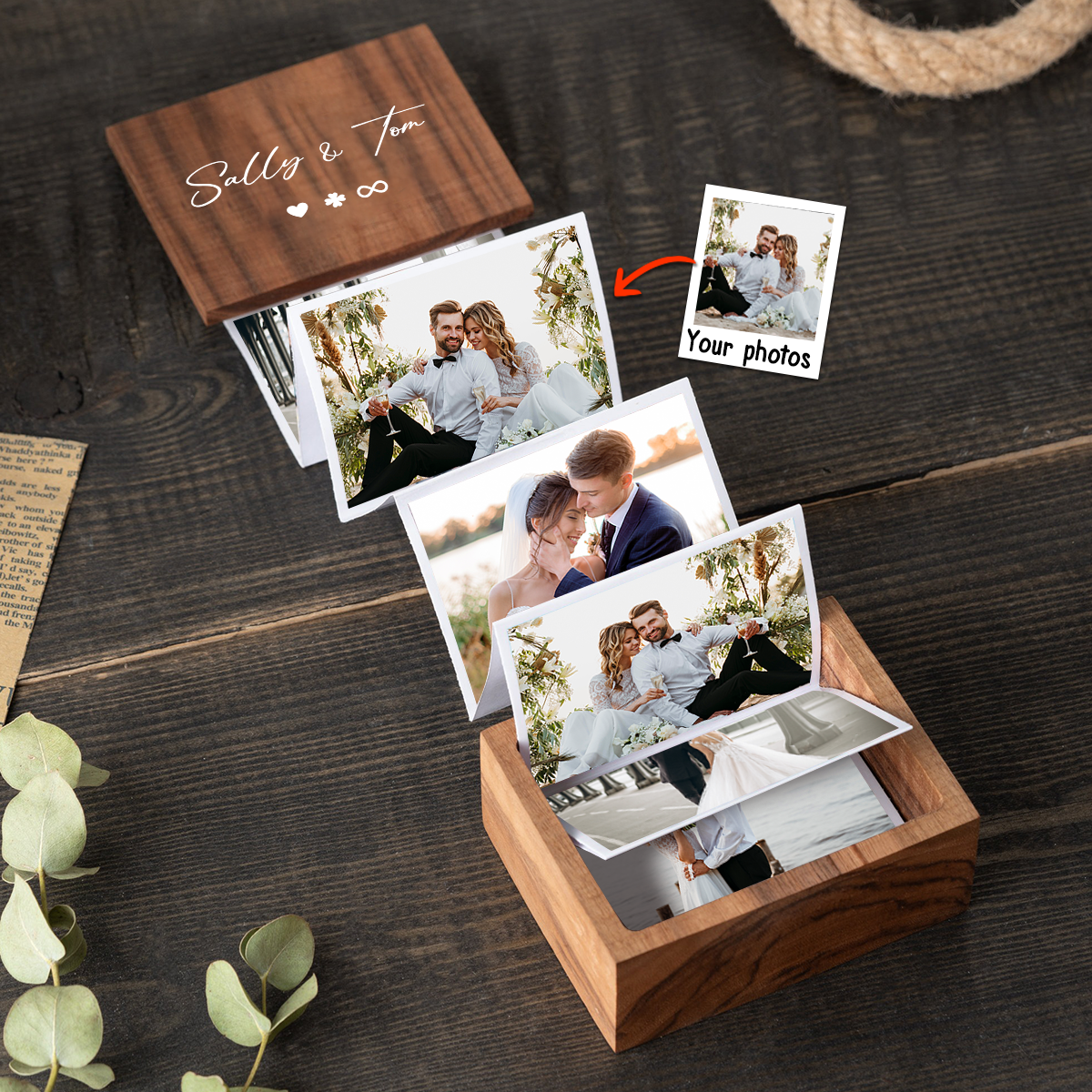 Any Photo - Personalized Couple Wooden Photo Box