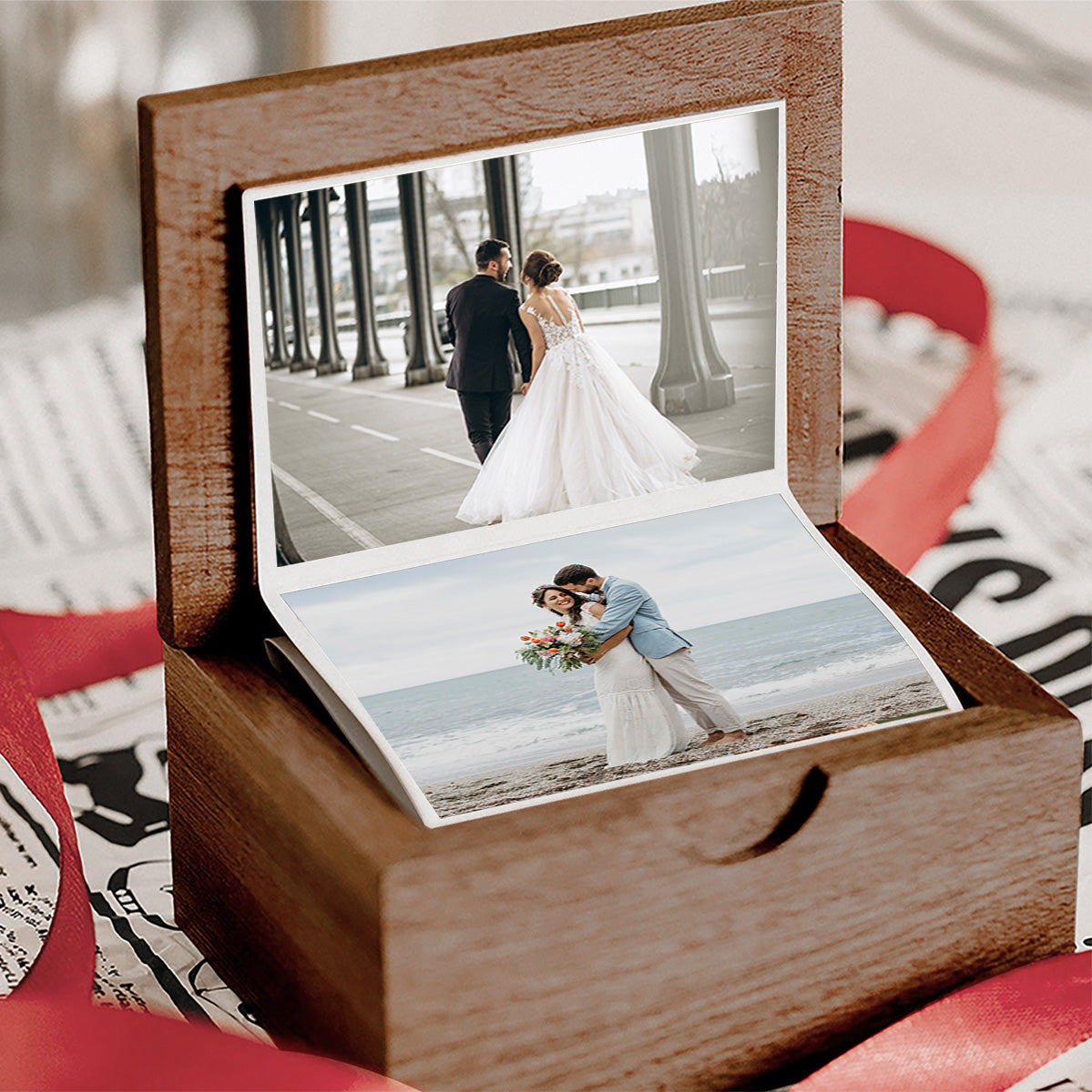 Any Photo - Personalized Couple Wooden Photo Box