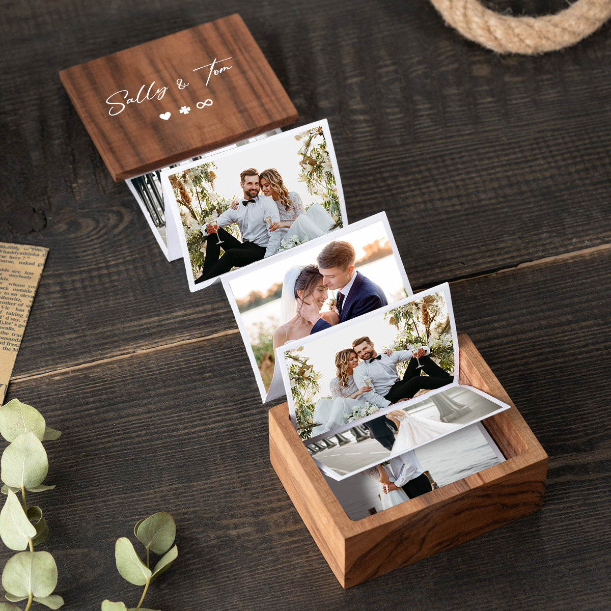Any Photo - Personalized Couple Wooden Photo Box