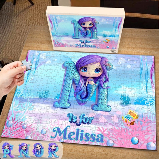 Lettre sirène magnifique - Puzzle personnalisé pour enfant