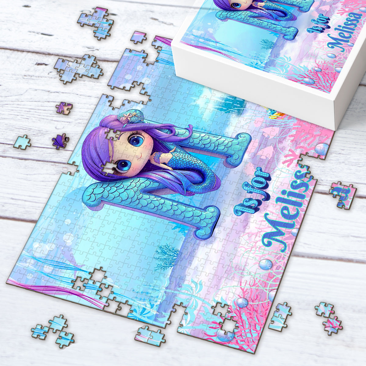 Wunderschöner Meerjungfrauenbrief – personalisiertes Kinderpuzzle