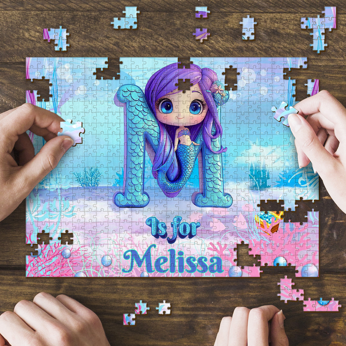 Wunderschöner Meerjungfrauenbrief – personalisiertes Kinderpuzzle