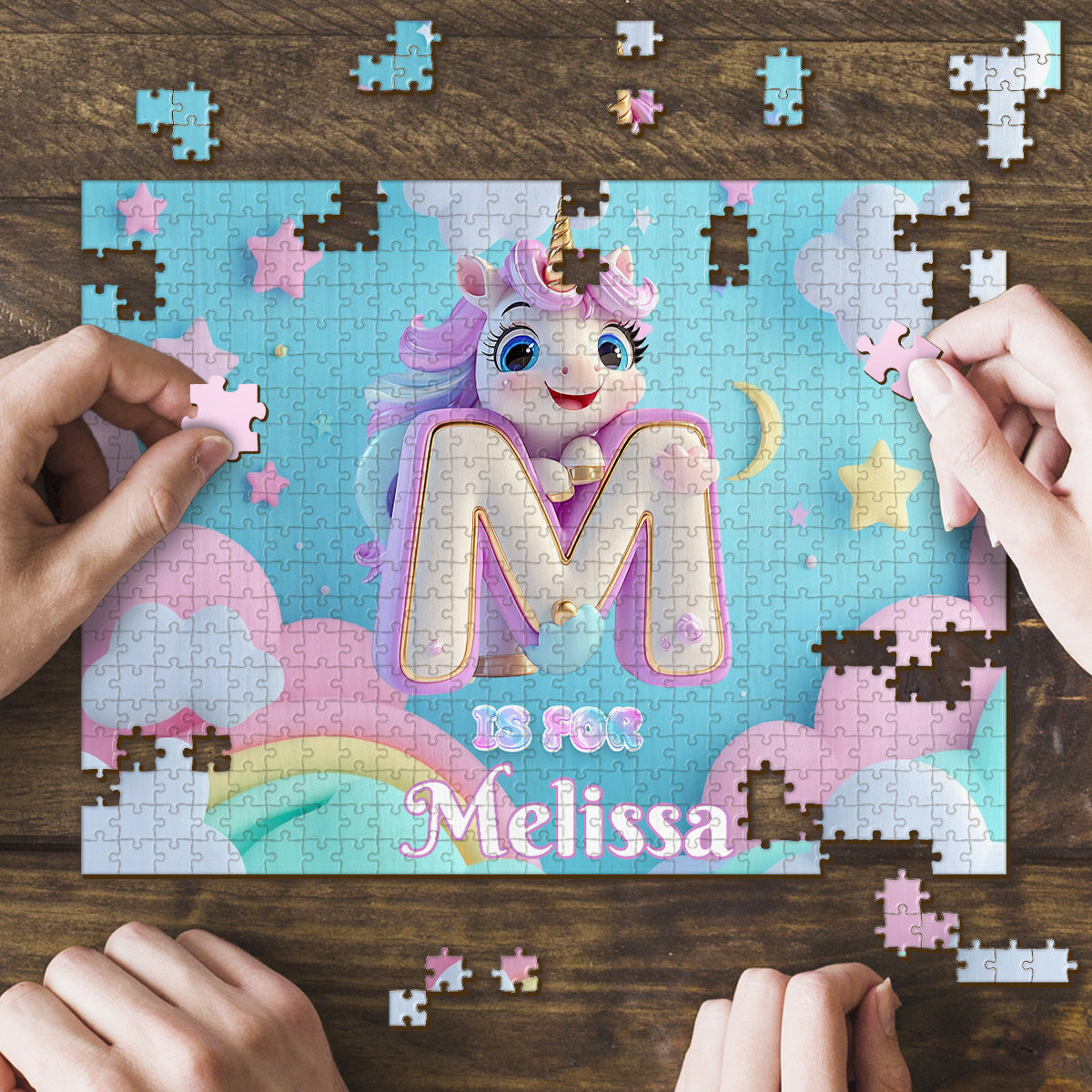 Lettre Licorne Mignonne - Puzzle Personnalisé pour Enfant