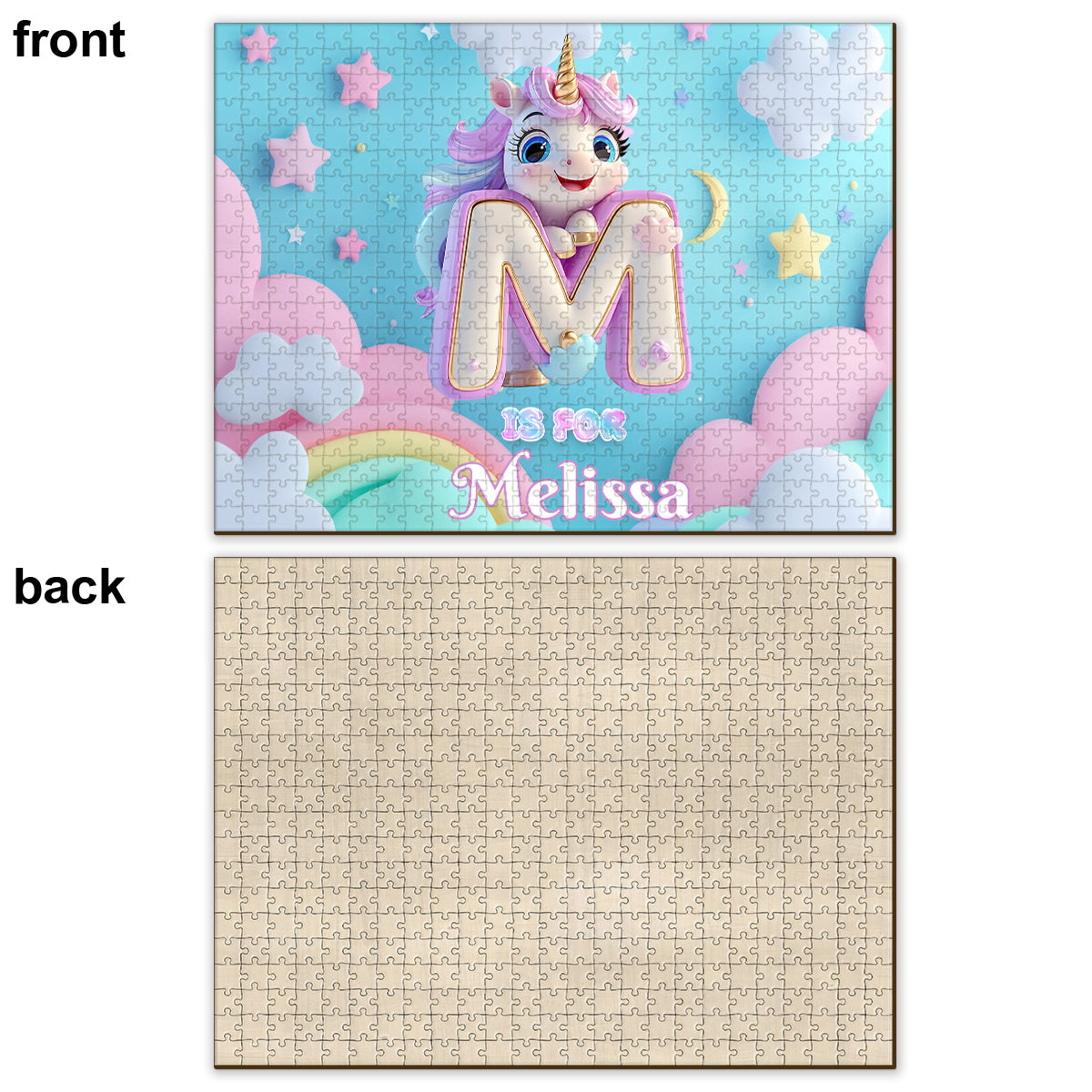 Lettre Licorne Mignonne - Puzzle Personnalisé pour Enfant