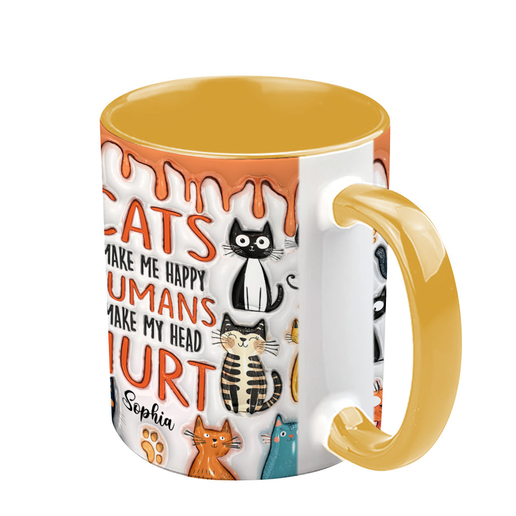 Cats Make Me Happy - Personalized Cat Accent Mug