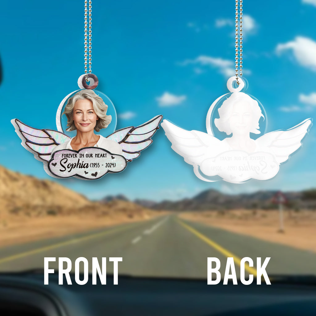 Forever In Our Heart - Personalized Memorial Transparent Car Ornament