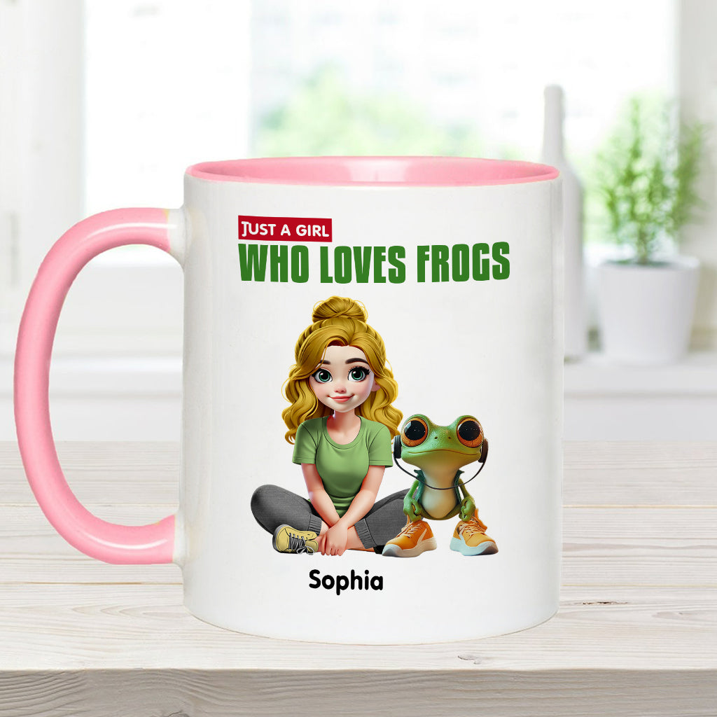 Mug personnalisé à motif grenouille « Juste une fille qui adore les grenouilles »