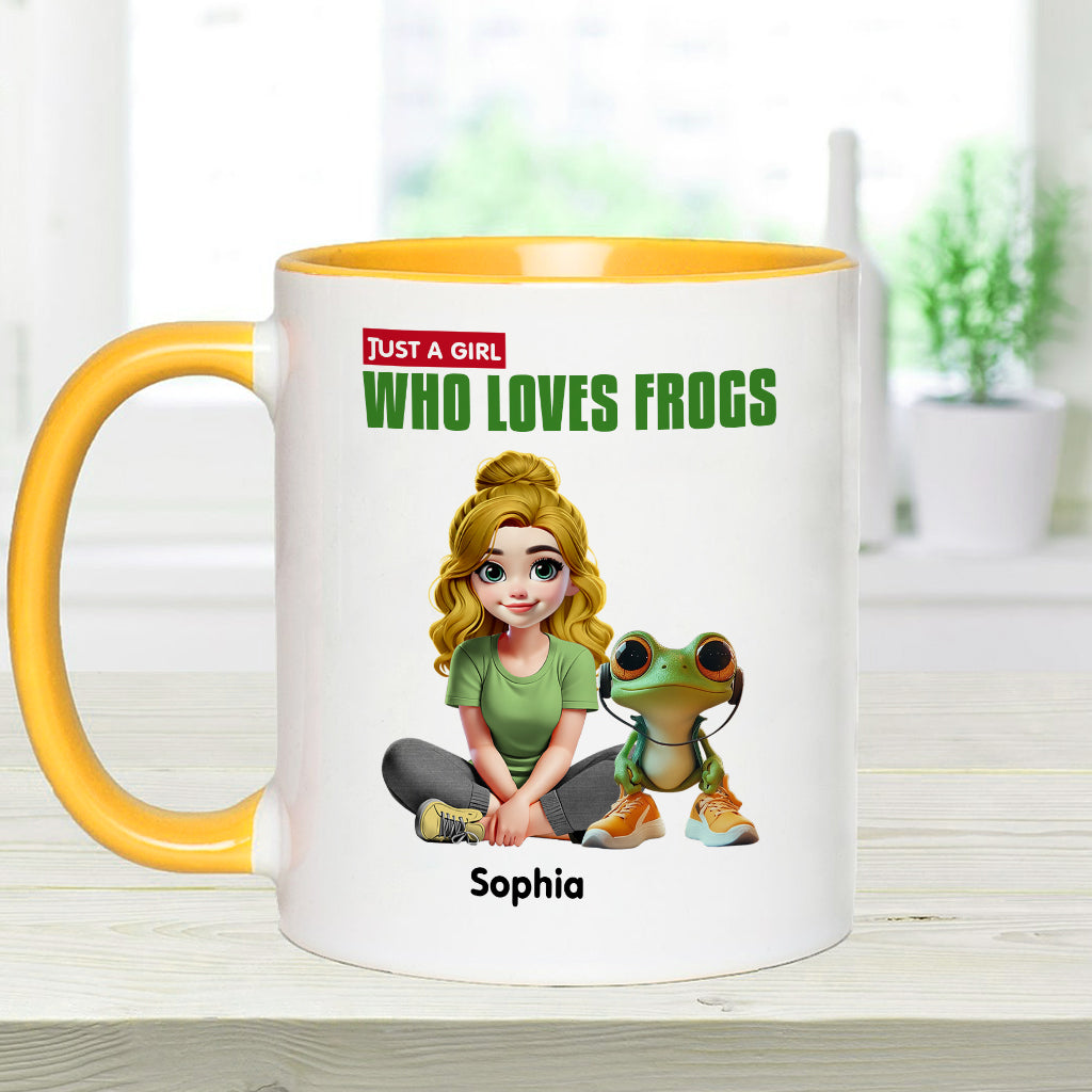 Mug personnalisé à motif grenouille « Juste une fille qui adore les grenouilles »