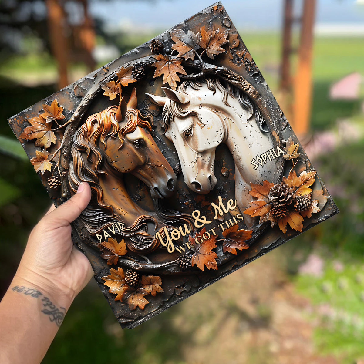 It's You & Me - Personalized Horse Square Shaped Stone