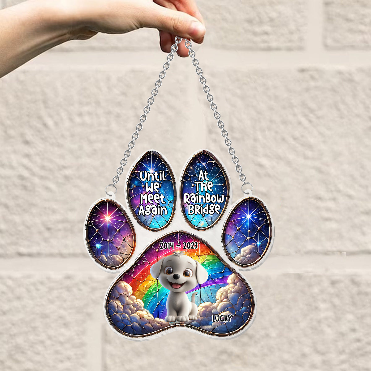 Ange au Ciel - Ornement attrape-soleil personnalisé pour fenêtre en forme de chien 