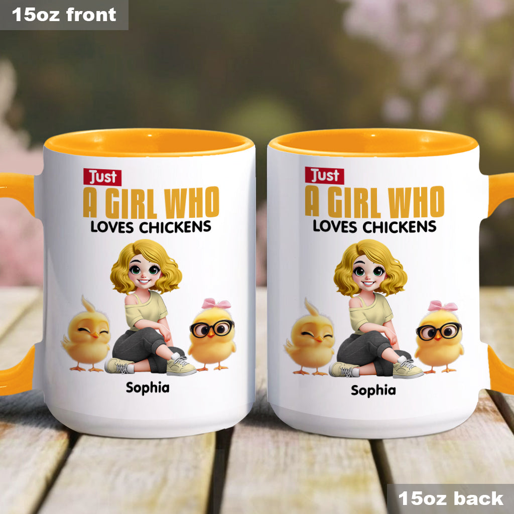Mug personnalisé « Juste une fille qui aime les poules » avec motif poule