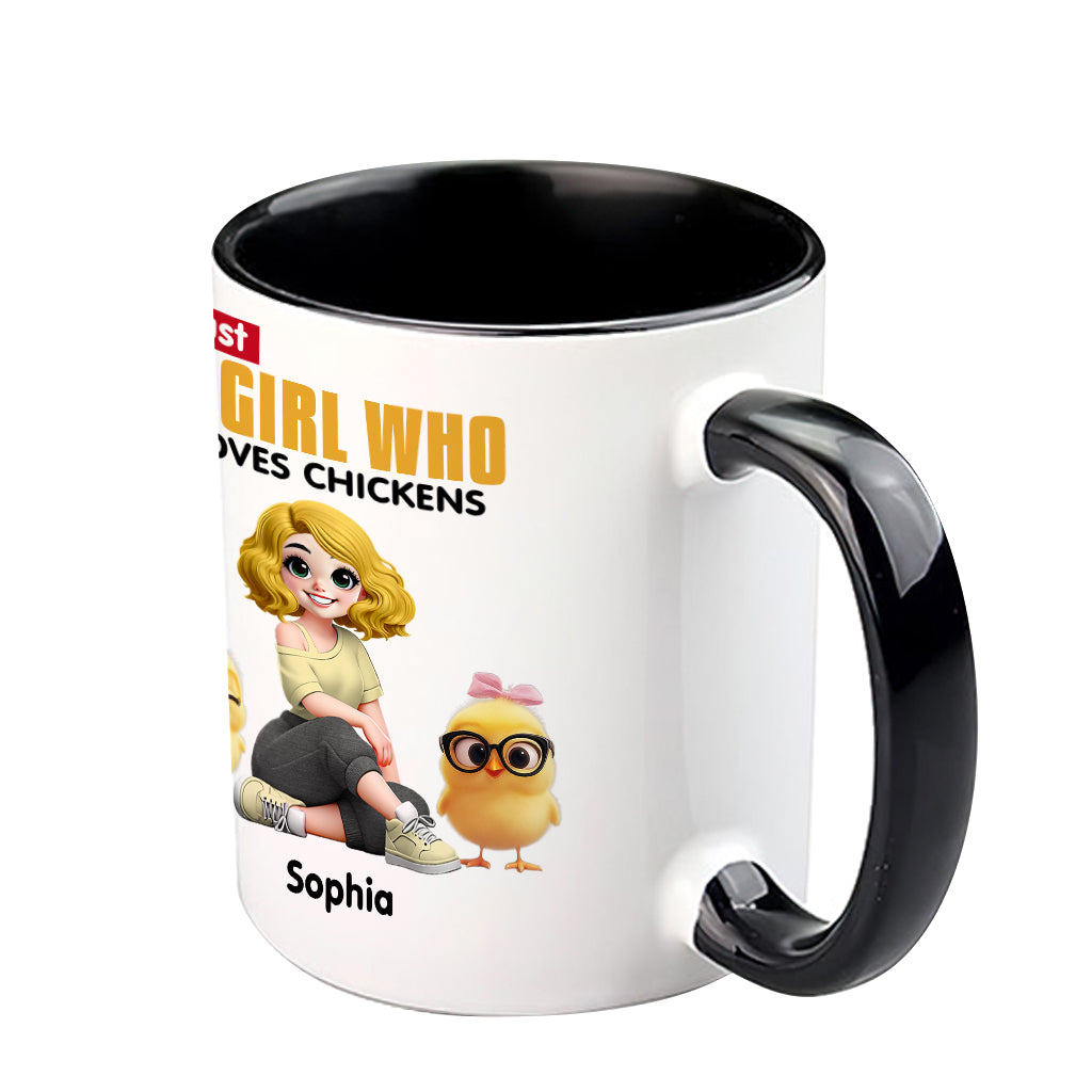 Mug personnalisé « Juste une fille qui aime les poules » avec motif poule