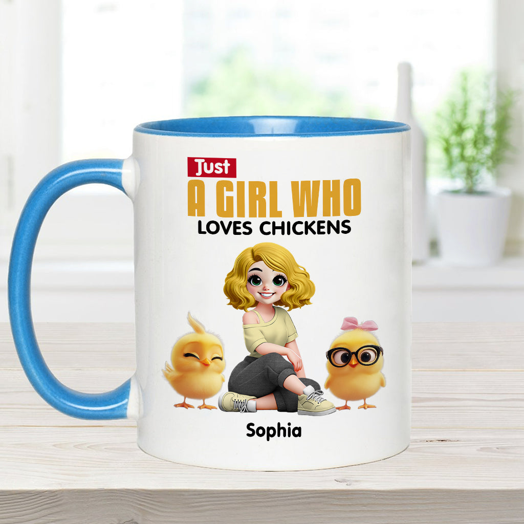 Mug personnalisé « Juste une fille qui aime les poules » avec motif poule