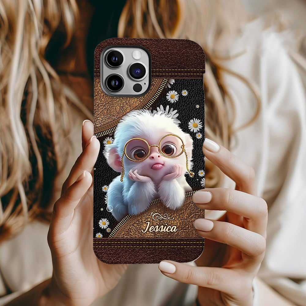 Coque de téléphone personnalisée avec imprimé intégral représentant un singe mignon