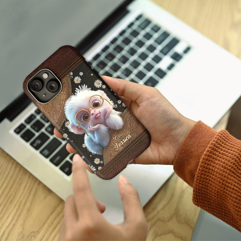 Coque de téléphone personnalisée avec imprimé intégral représentant un singe mignon