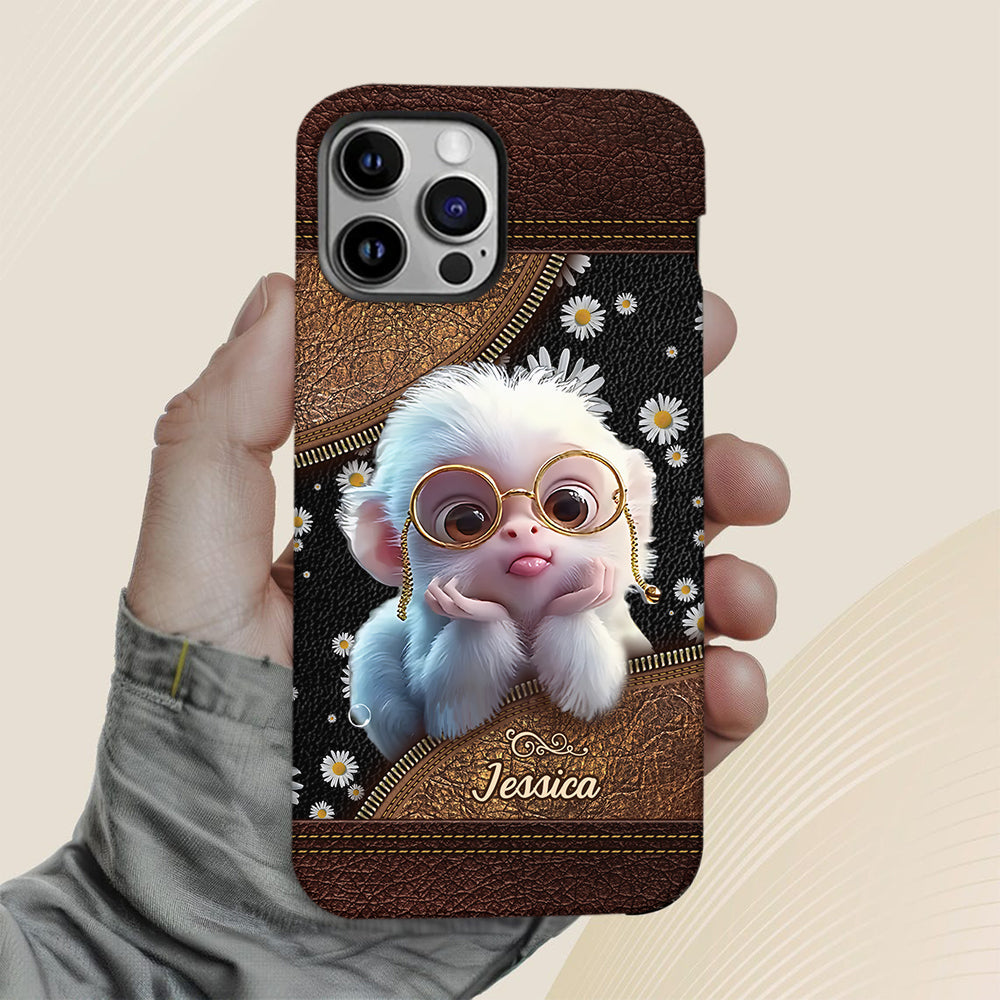 Coque de téléphone personnalisée avec imprimé intégral représentant un singe mignon