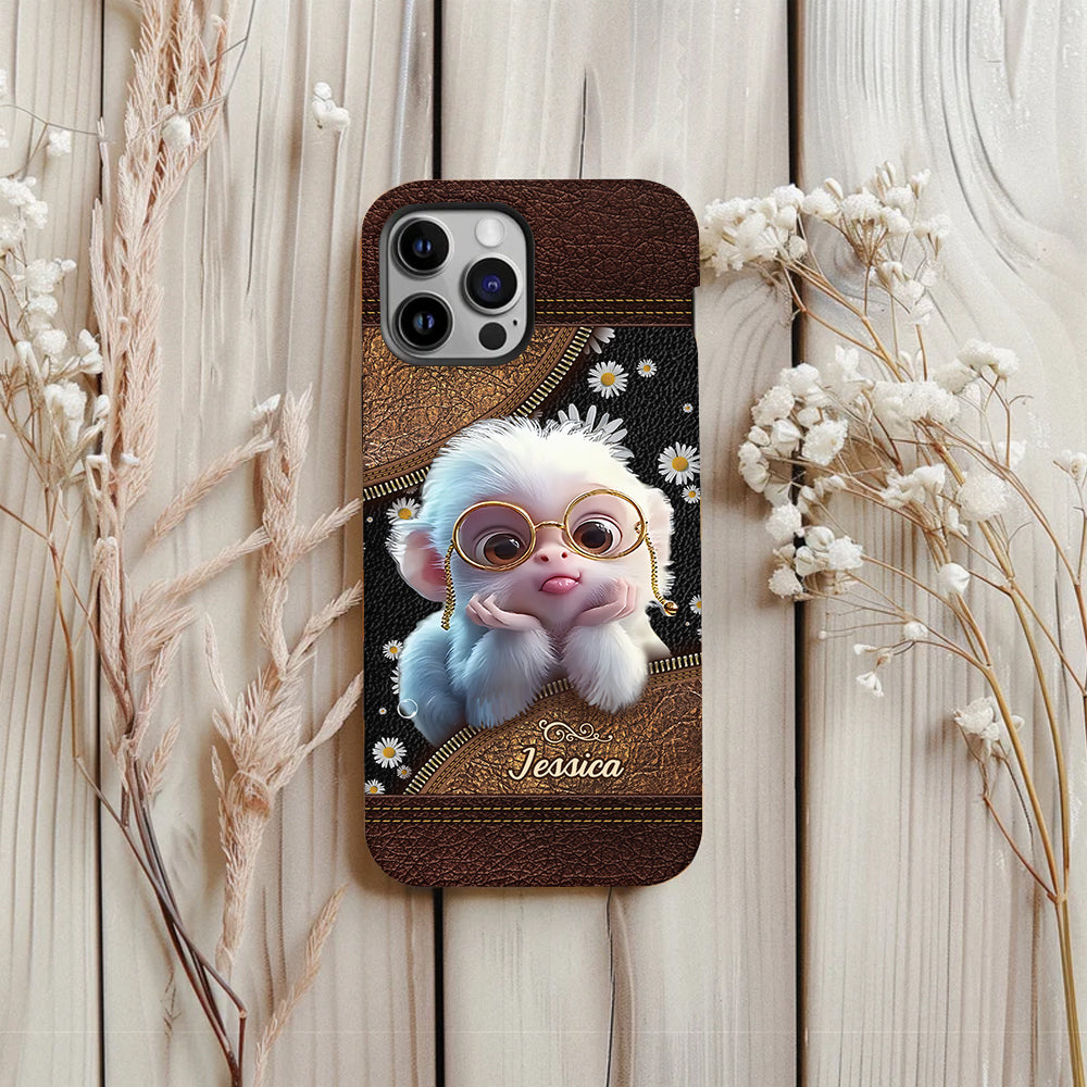 Coque de téléphone personnalisée avec imprimé intégral représentant un singe mignon