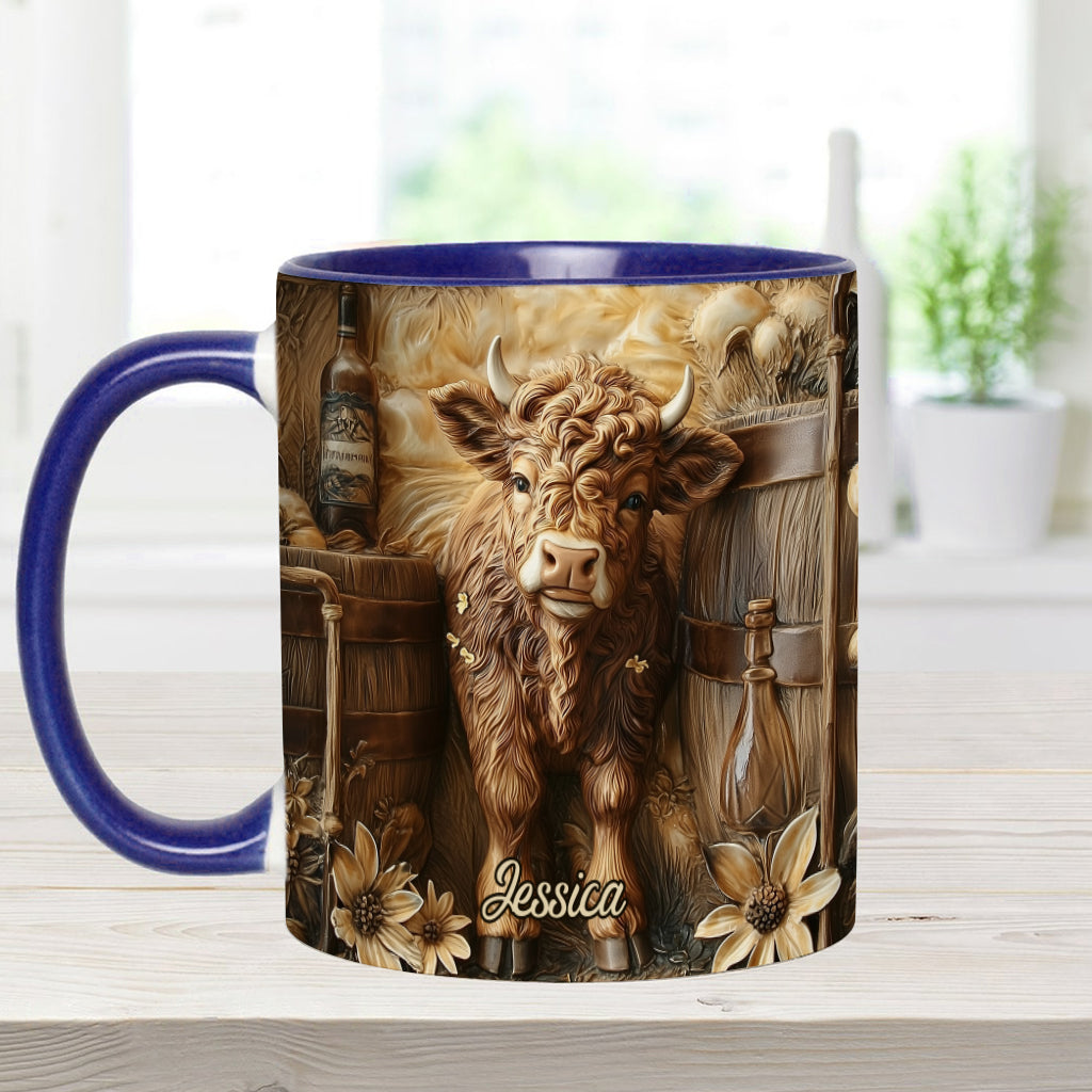 Mug personnalisé vintage à motif vache des Highlands