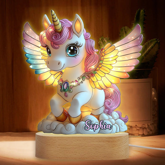 Magnifique Licorne - Plaque lumineuse personnalisée en forme d'enfant
