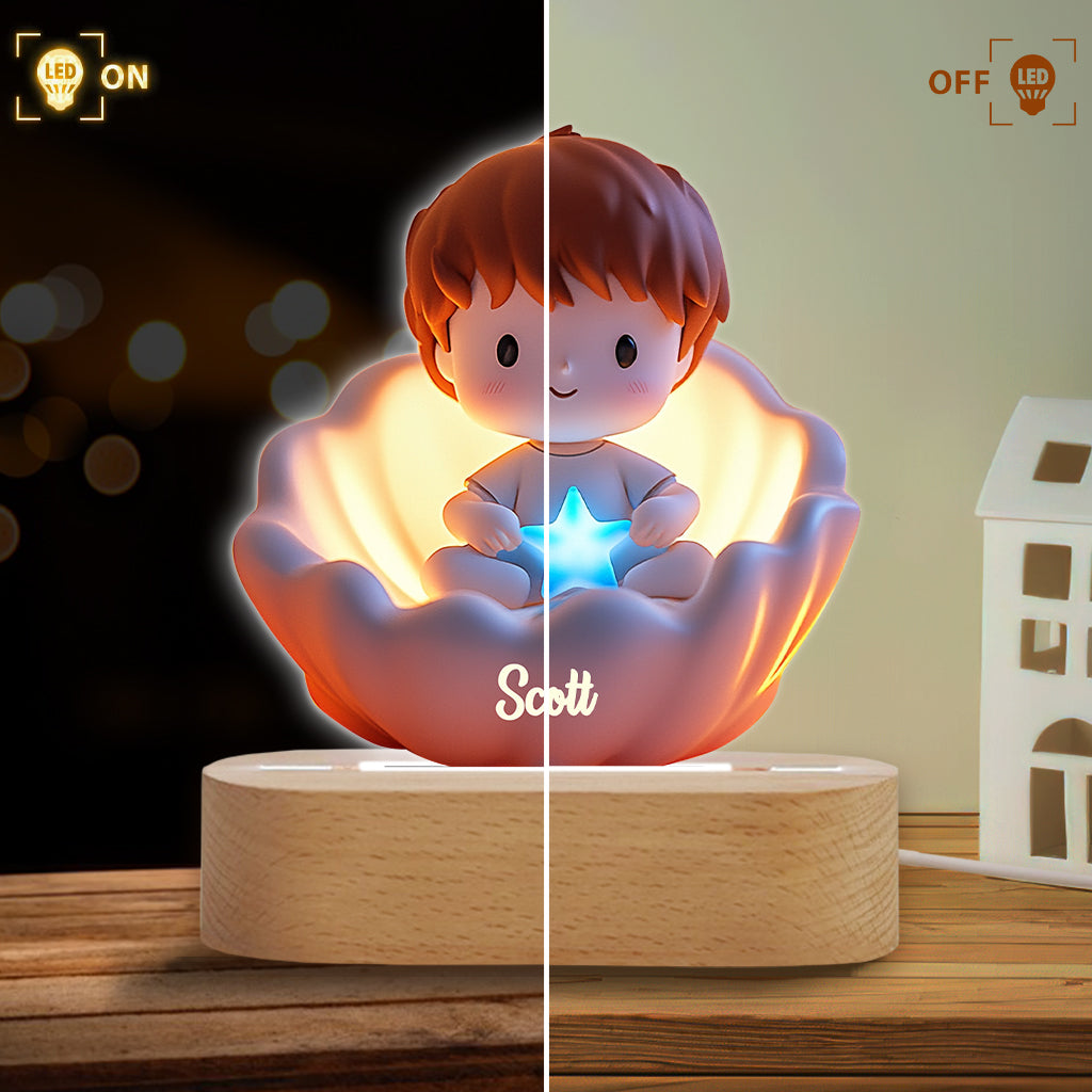 Doux rêves - Socle lumineux personnalisé en forme d'enfant