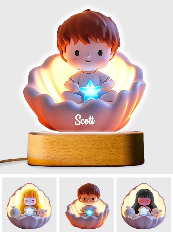 Doux rêves - Socle lumineux personnalisé en forme d'enfant