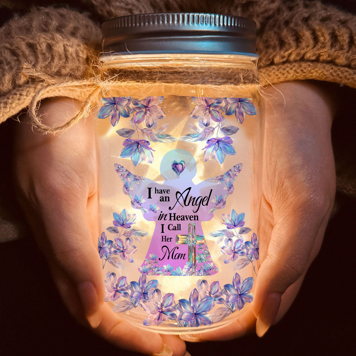 Angel In Heaven - Personalized Memorial Mason Jar Light