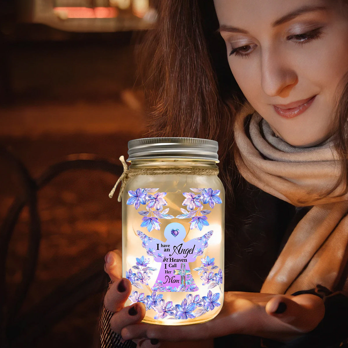 Angel In Heaven - Personalized Memorial Mason Jar Light
