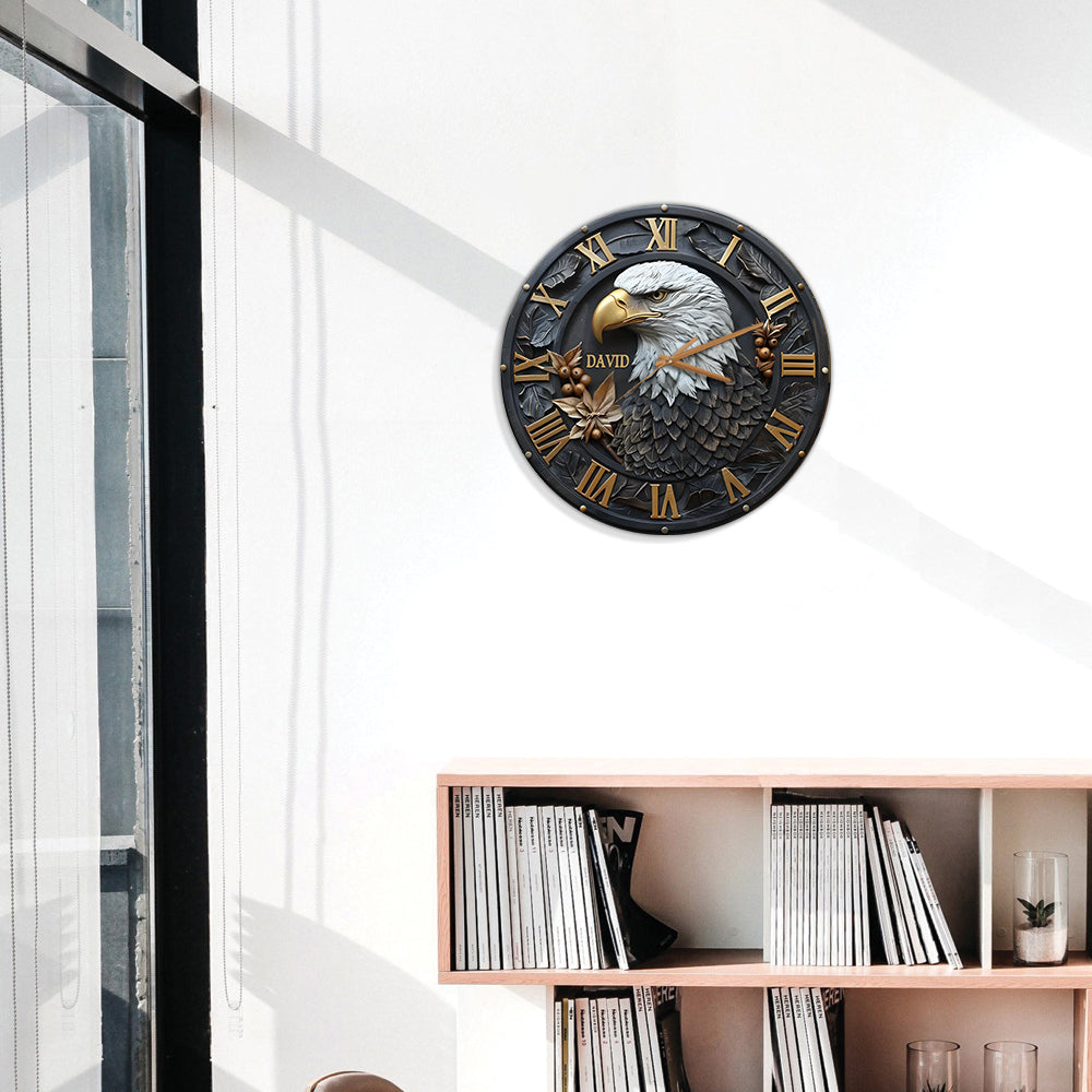 Horloge murale personnalisée Aigle à tête blanche puissant