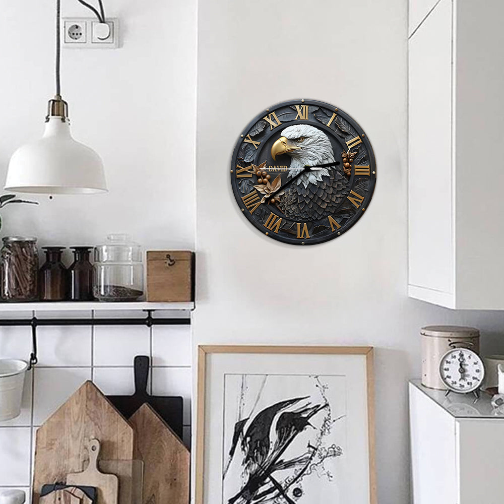 Horloge murale personnalisée Aigle à tête blanche puissant