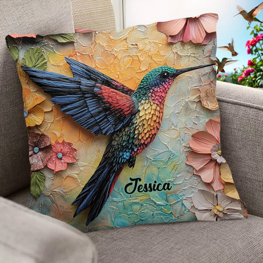 Atemberaubende Fliege – personalisiertes Kolibri-Dekokissen