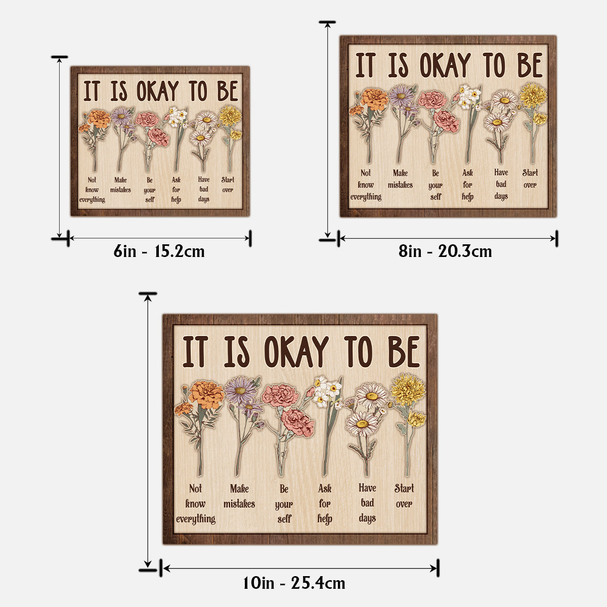 Il est normal d'être… - Panneau/Plaque en bois personnalisé(e) à 2 couches pour la sensibilisation à la santé mentale