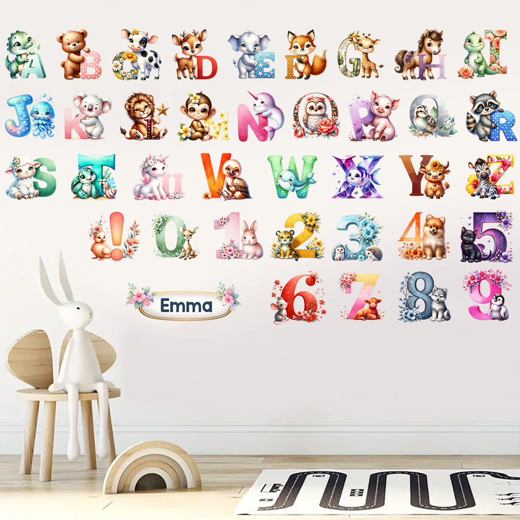 Apprentissage des chiffres des animaux pour enfants - Sticker mural personnalisé pour enfants