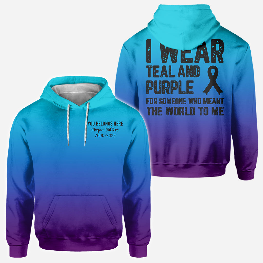 I wear teal and purple - Personalized Suicide Prevention All Over Shirt