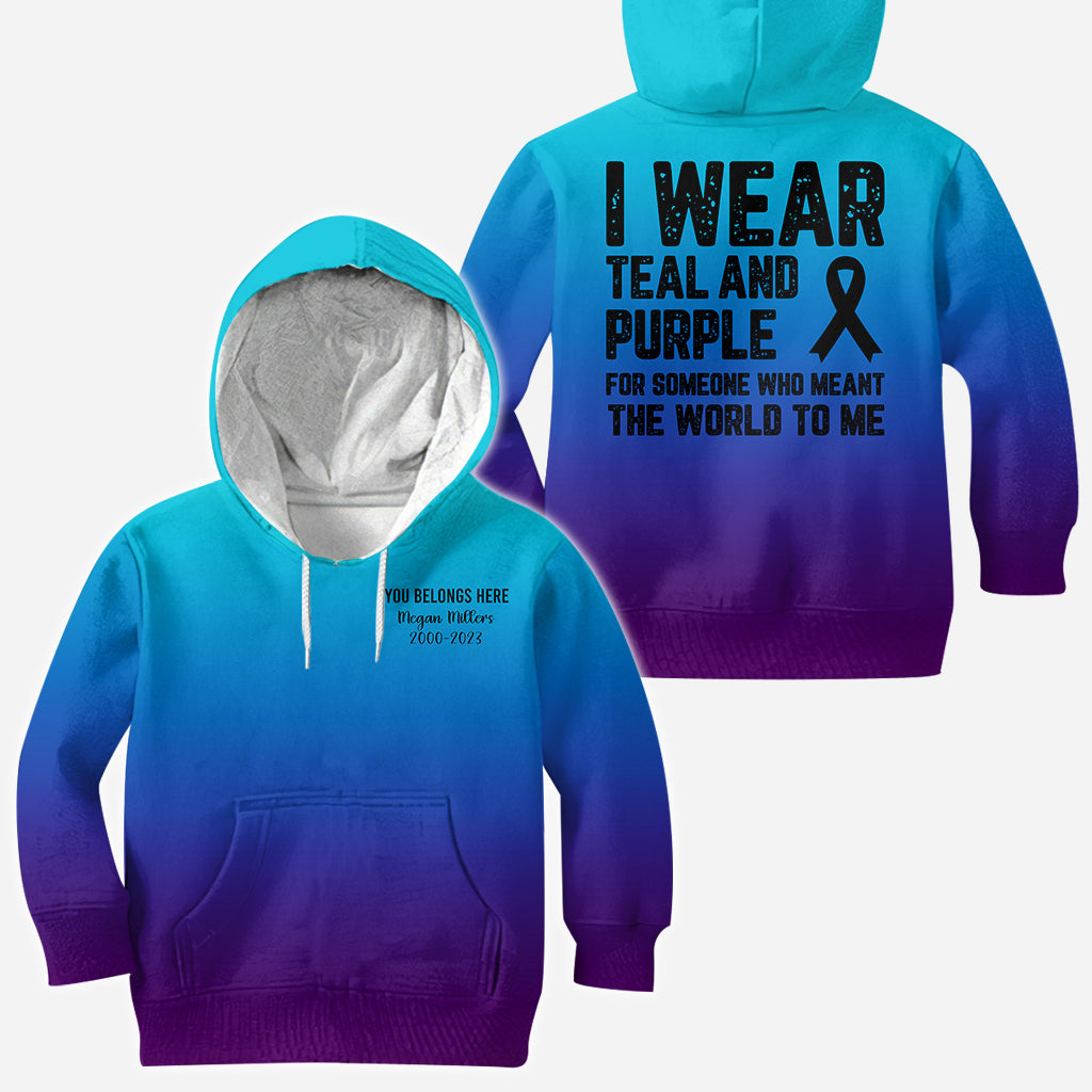 I wear teal and purple - Personalized Suicide Prevention All Over Shirt