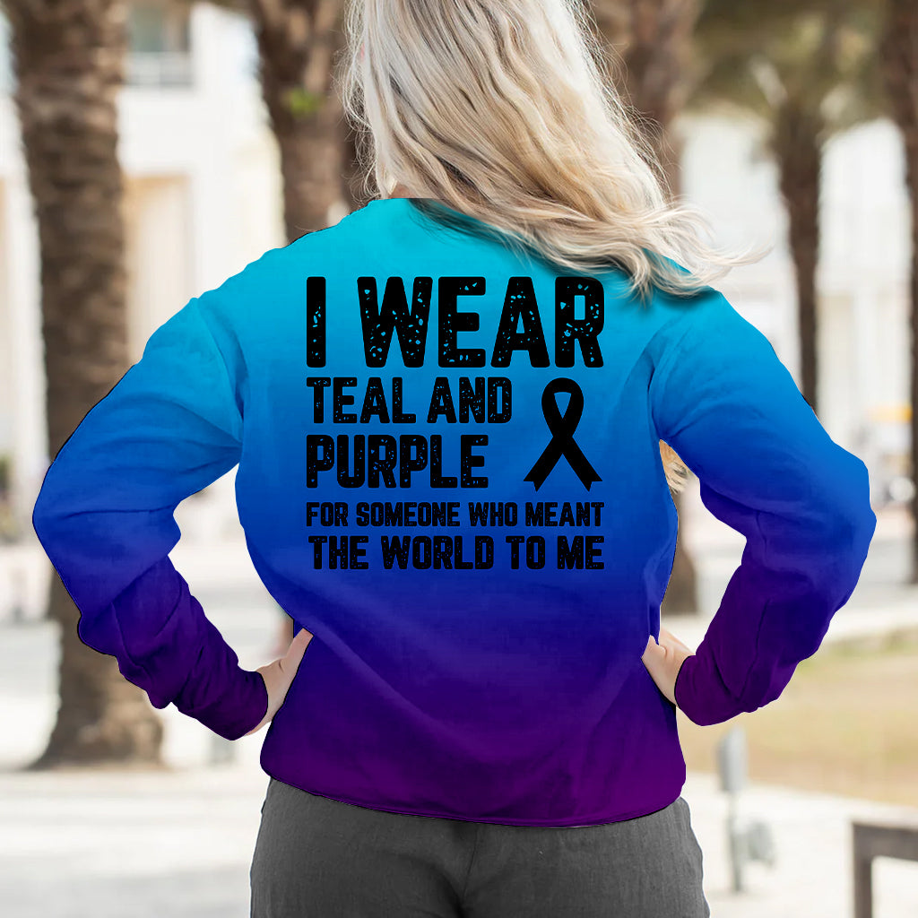 I wear teal and purple - Personalized Suicide Prevention All Over Shirt