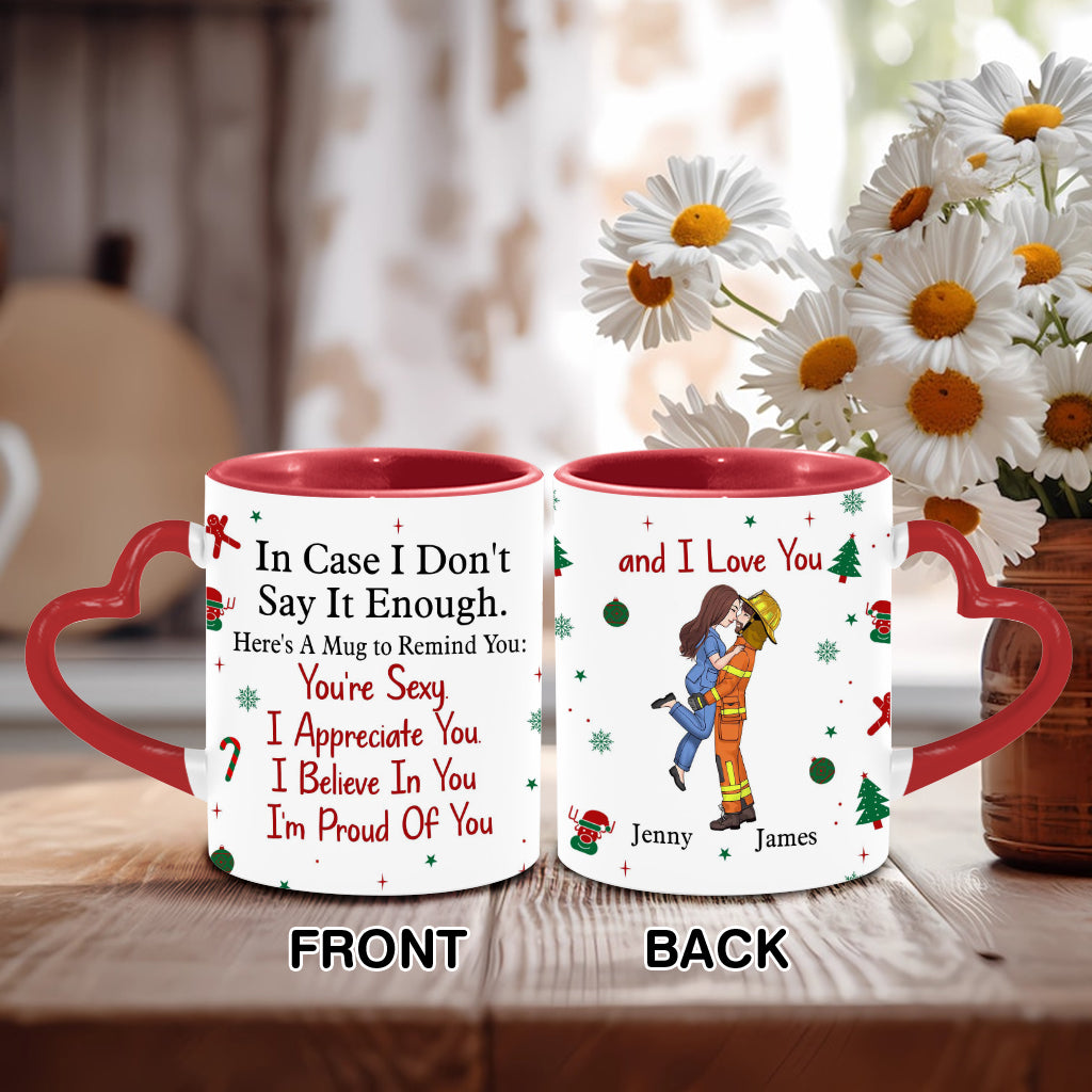 I Appreciate You Believe In You I'm Proud Of You - Personalized Couple Heart Handle Mug