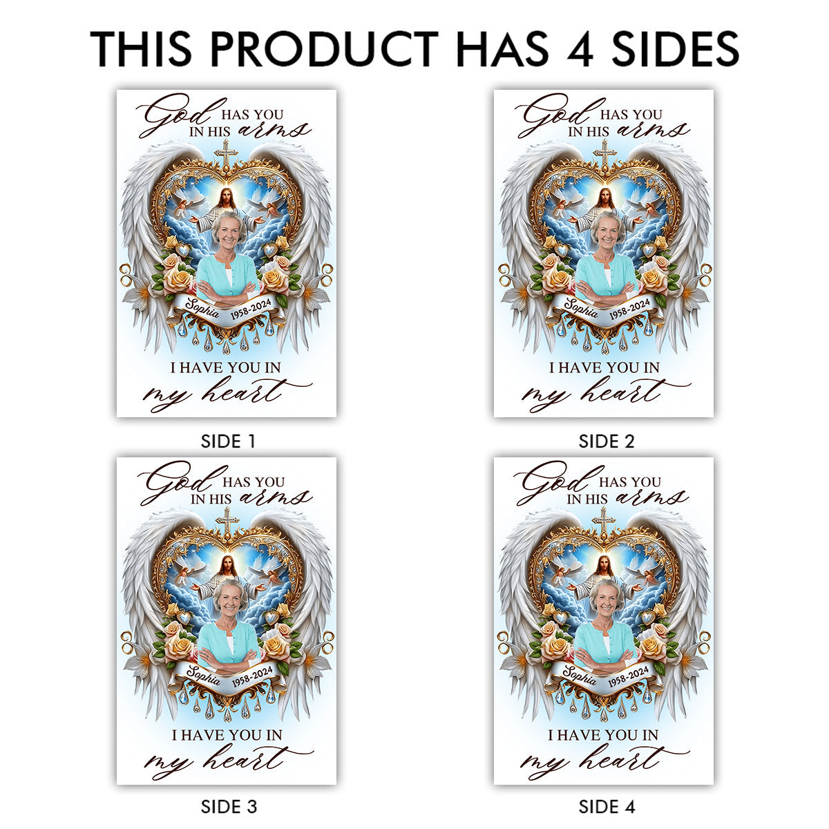 God Has You In His Arms - Personalized Memorial Candle Lantern