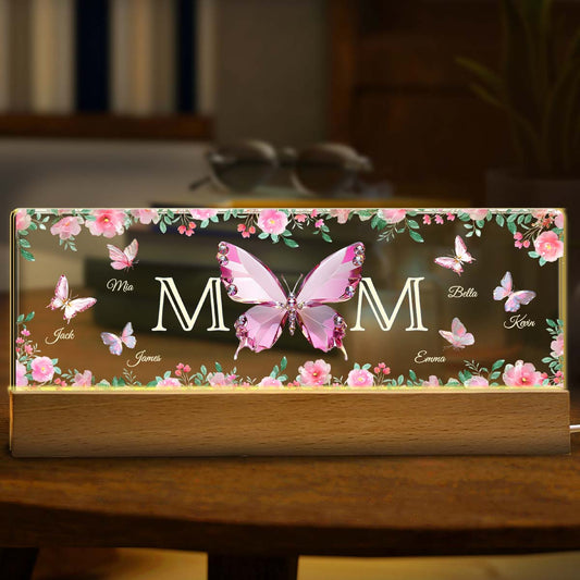 Mom And Children Butterflies - Personalized Mother Custom LED Night Light