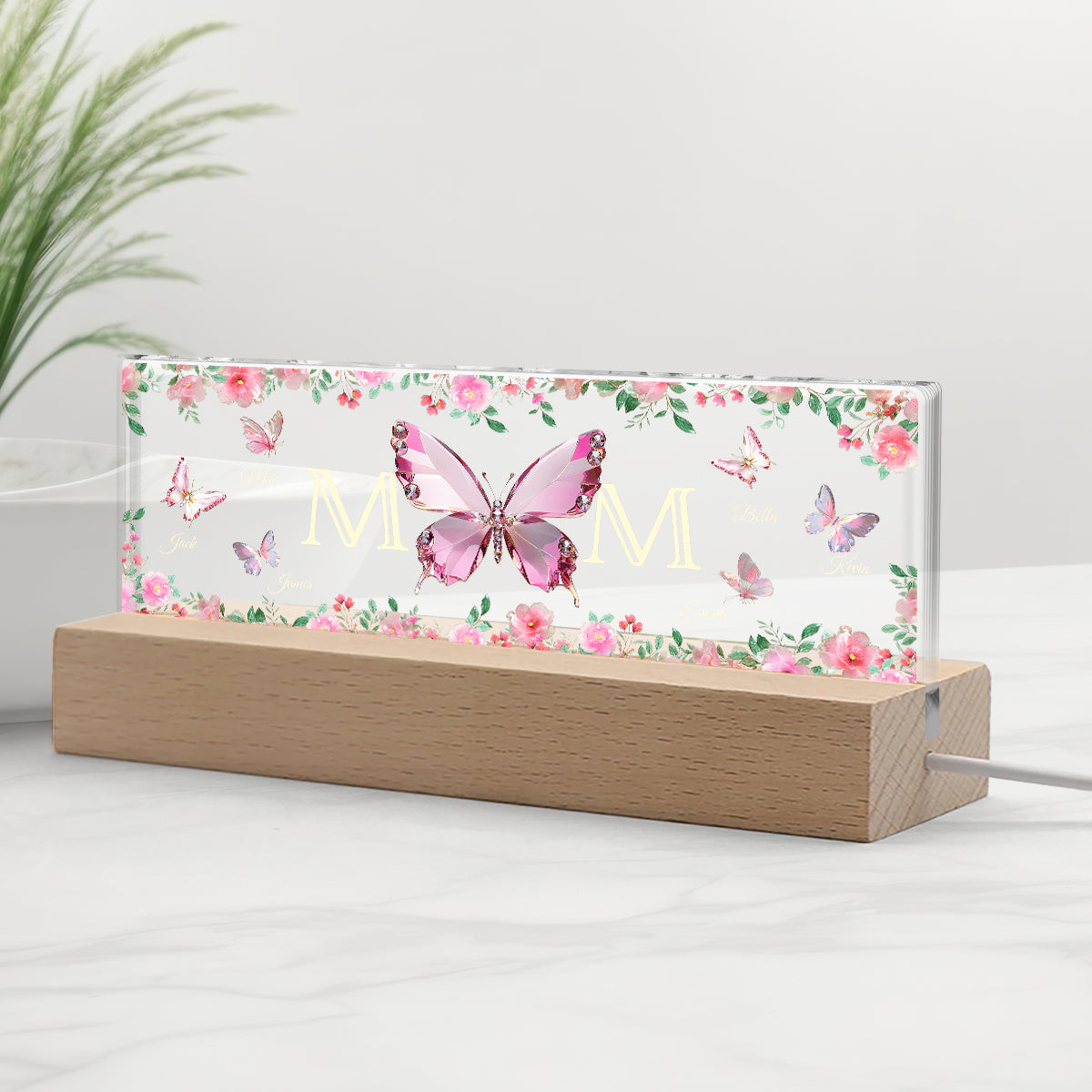 Mom And Children Butterflies - Personalized Mother Custom LED Night Light
