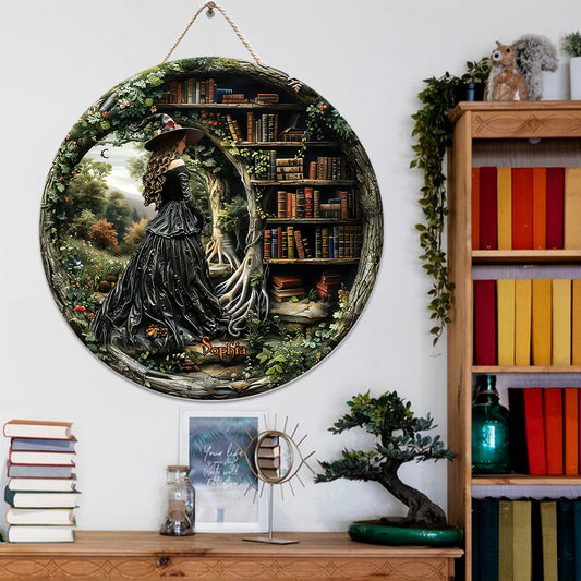 Just A Witch Who Loves Books - Personalized Book Round Wood Sign