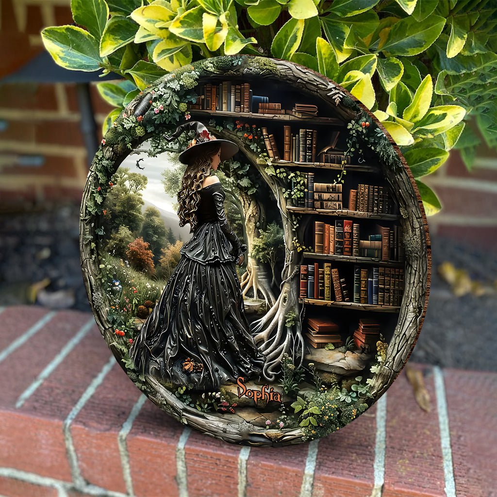 Just A Witch Who Loves Books - Personalized Book Round Wood Sign