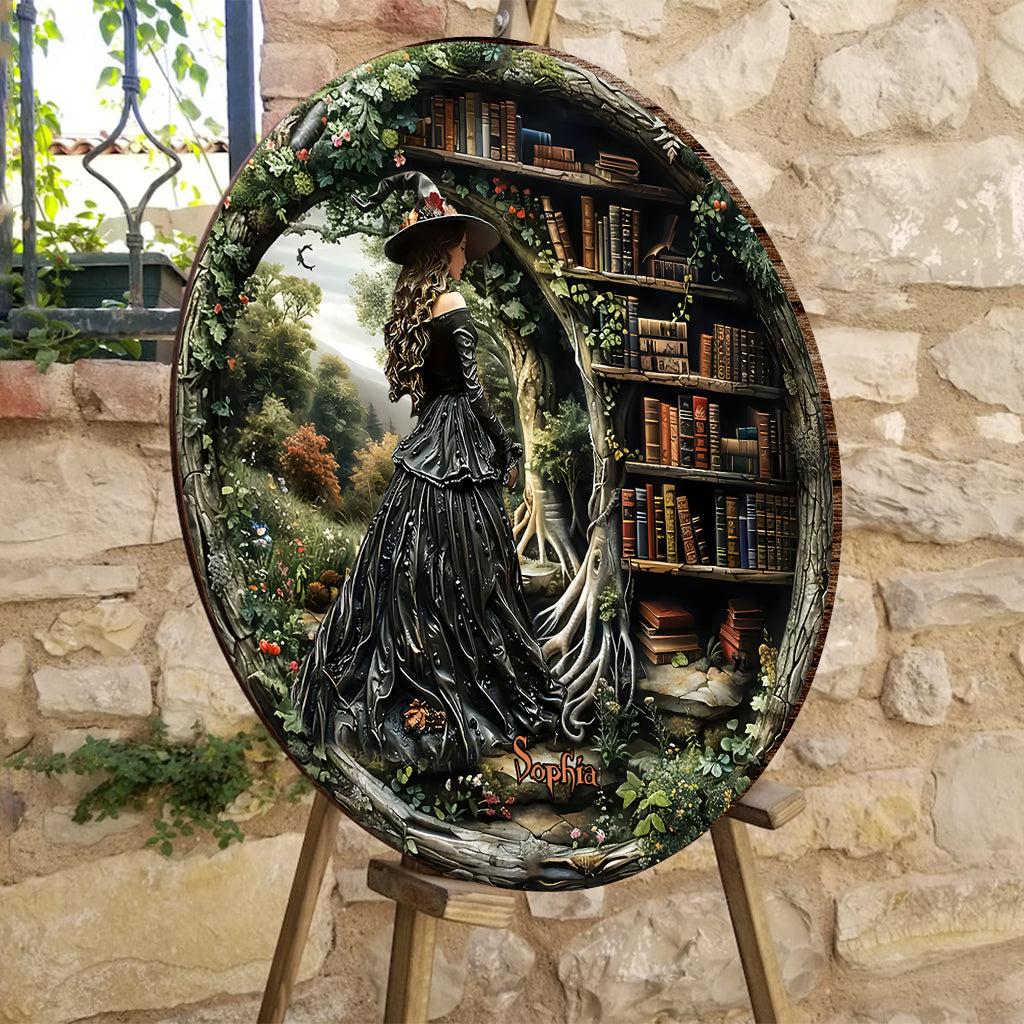 Just A Witch Who Loves Books - Personalized Book Round Wood Sign