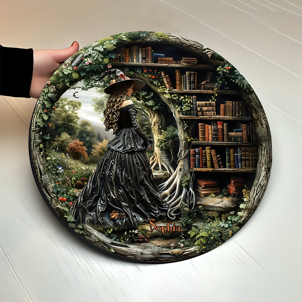 Just A Witch Who Loves Books - Personalized Book Round Wood Sign